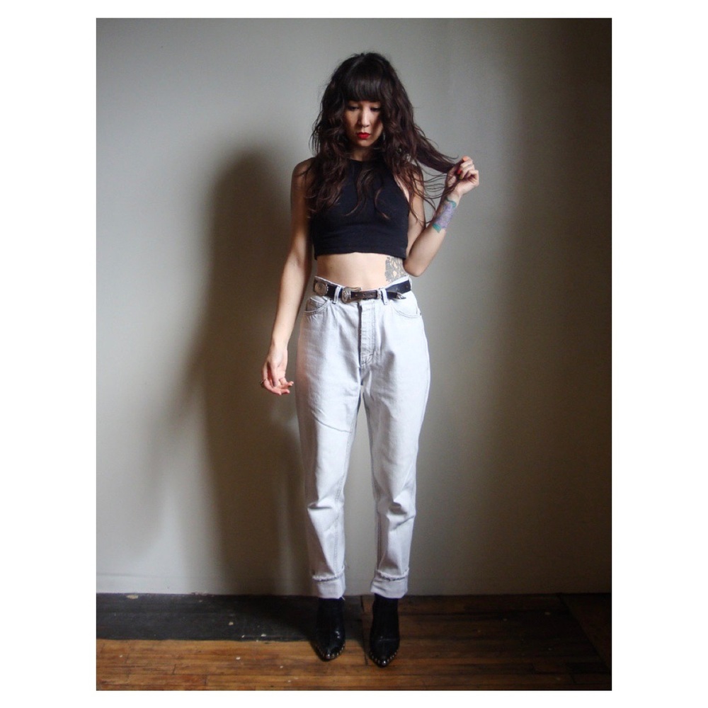 Lee Pale Grey 80's Seamed Yoke Taper Jeans